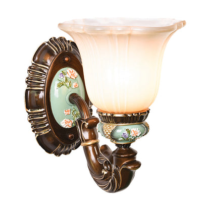 Vivolux | Frosted Glass Bruin Muur Lamp Geribbelde Bel 1/2-Lamp Landelijke Muur Wandlamp Verlichting voor Gastenkamer