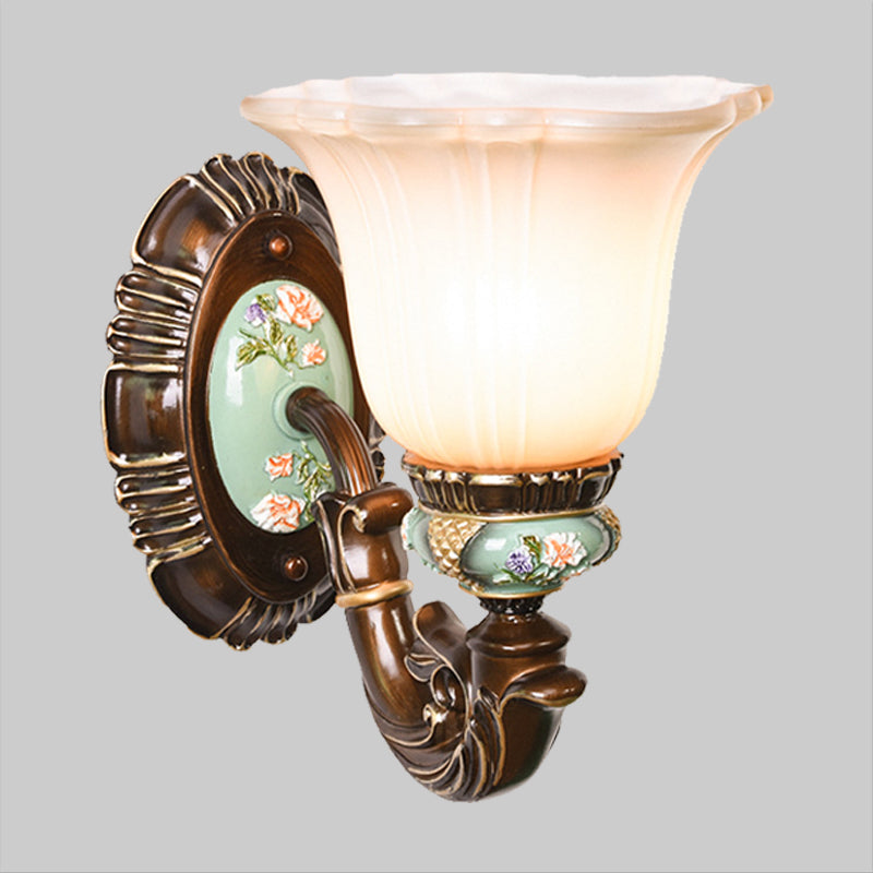 Vivolux | Frosted Glass Bruin Muur Lamp Geribbelde Bel 1/2-Lamp Landelijke Muur Wandlamp Verlichting voor Gastenkamer