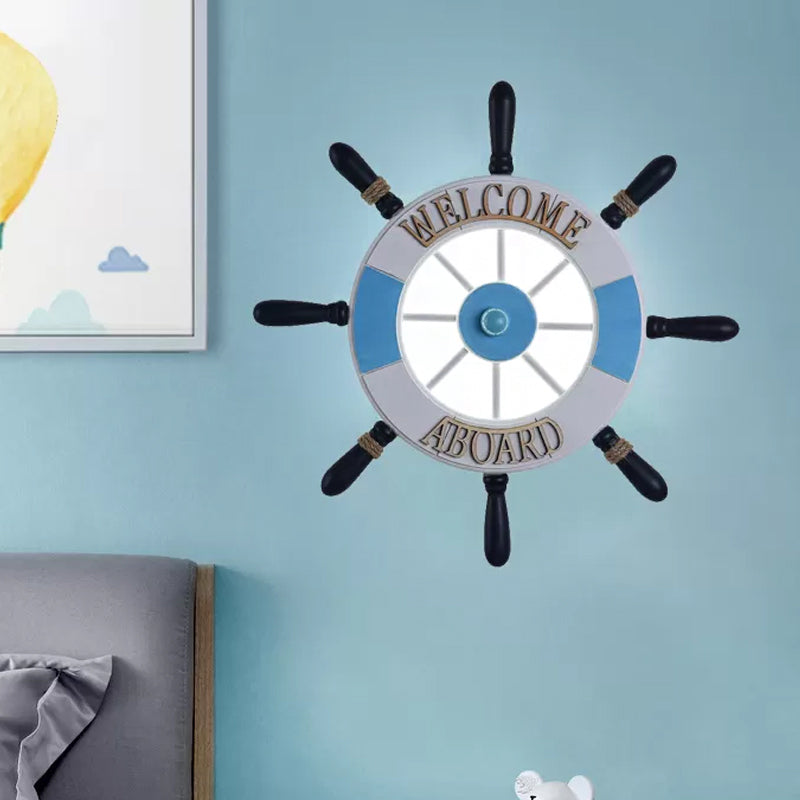 Vivolux | Acryl Ronde Flush Wandlamp Creatieve LED Wandgemonteerde Lamp met Houten Roderontwerp in Blauw, Warm/Wit Licht