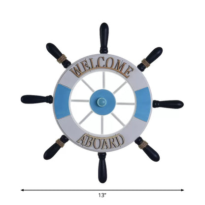 Vivolux | Acryl Ronde Flush Wandlamp Creatieve LED Wandgemonteerde Lamp met Houten Roderontwerp in Blauw, Warm/Wit Licht