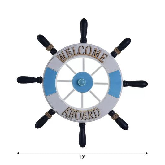 Vivolux | Acryl Ronde Flush Wandlamp Creatieve LED Wandgemonteerde Lamp met Houten Roderontwerp in Blauw, Warm/Wit Licht