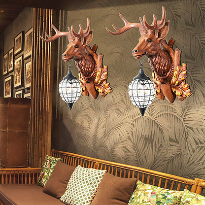 Vivolux | Einzelne Lichtwandleuchte mit Wasserfall-Schirm, Harz, antike Wohnzimmer-Wandleuchten-Idee in Braun, 10"/17"/21" Breite