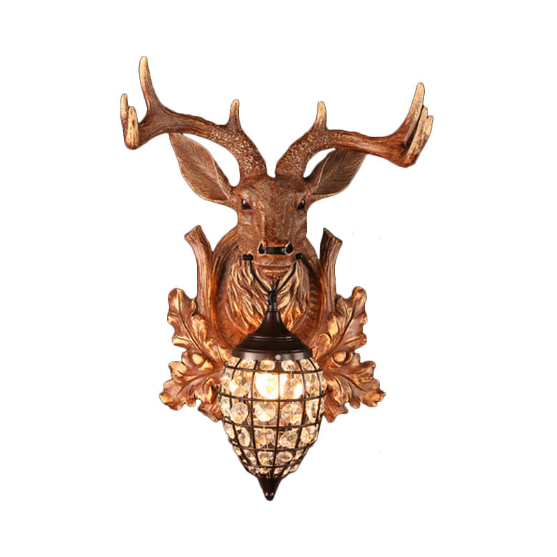 Vivolux | Einzelne Lichtwandleuchte mit Wasserfall-Schirm, Harz, antike Wohnzimmer-Wandleuchten-Idee in Braun, 10"/17"/21" Breite