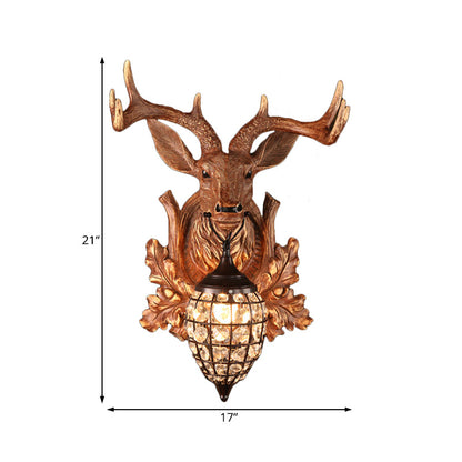 Vivolux | Einzelne Lichtwandleuchte mit Wasserfall-Schirm, Harz, antike Wohnzimmer-Wandleuchten-Idee in Braun, 10"/17"/21" Breite