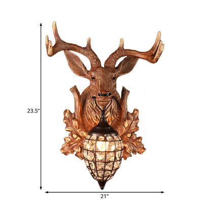 Vivolux | Einzelne Lichtwandleuchte mit Wasserfall-Schirm, Harz, antike Wohnzimmer-Wandleuchten-Idee in Braun, 10"/17"/21" Breite