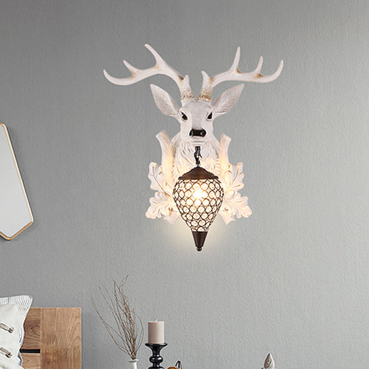 Vivolux | Witte Eik Wandlicht Sconces Landelijk Hars 12"/20"/28" Breed Enkel Binnenverlichtingsarmatuur met Droup Kristallen Schaduw