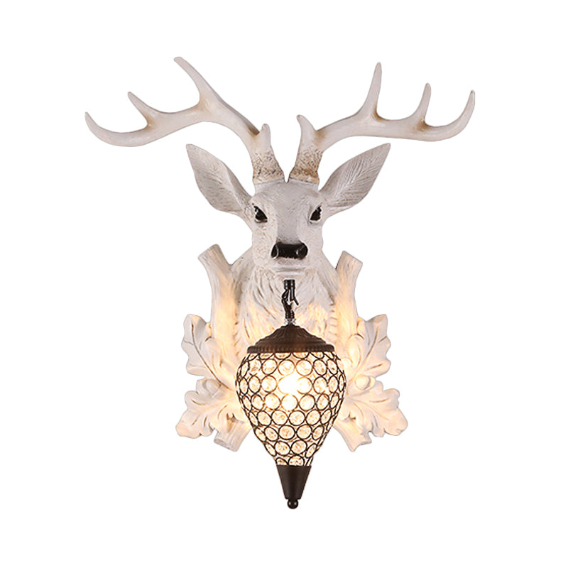 Vivolux | Witte Eik Wandlicht Sconces Landelijk Hars 12"/20"/28" Breed Enkel Binnenverlichtingsarmatuur met Droup Kristallen Schaduw