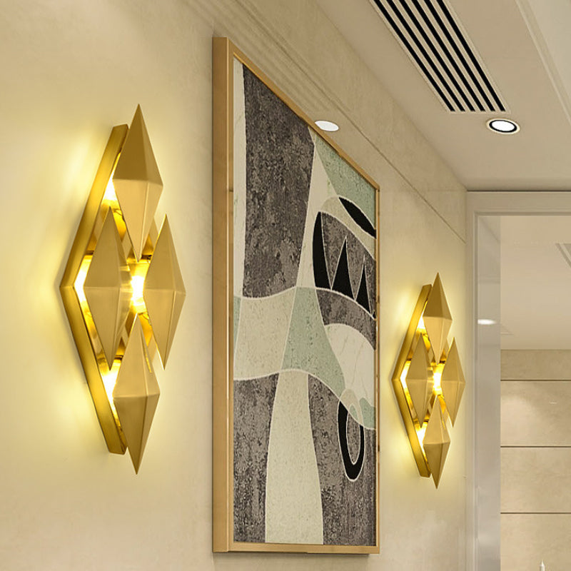 Vivolux | 7"/11" W Rauten Metall Wandleuchte im kolonialen Stil 9/4-Licht Goldene Wandmontierte Leuchte