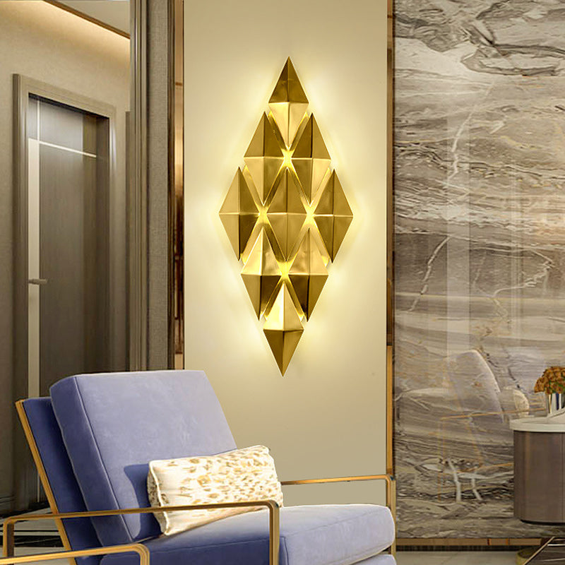 Vivolux | 7"/11" W Rauten Metall Wandleuchte im kolonialen Stil 9/4-Licht Goldene Wandmontierte Leuchte