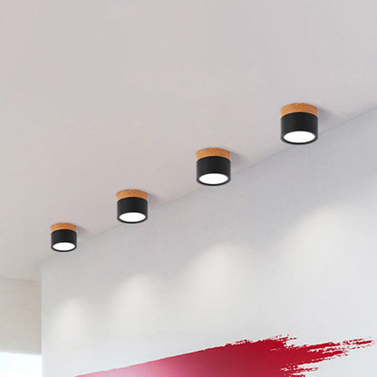 Vivolux | Moderne Macaron Deckenleuchte – Kompakte Metall/Holz Flush Mount Beleuchtung für Küche und Bar in Gelb, Blau und Schwarz