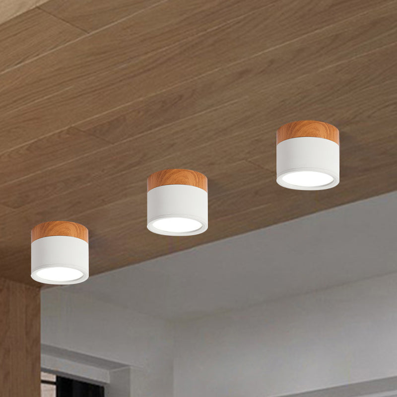 Vivolux | Moderne Macaron Deckenleuchte – Kompakte Metall/Holz Flush Mount Beleuchtung für Küche und Bar in Gelb, Blau und Schwarz