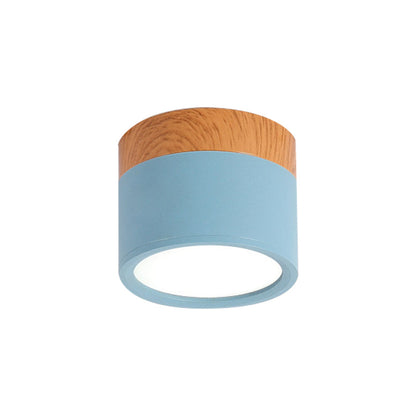 Vivolux | Moderne Macaron Deckenleuchte – Kompakte Metall/Holz Flush Mount Beleuchtung für Küche und Bar in Gelb, Blau und Schwarz