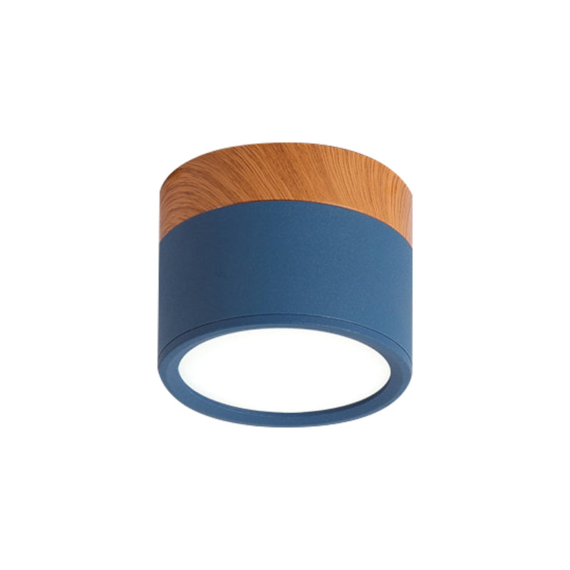 Vivolux | Moderne Macaron Deckenleuchte – Kompakte Metall/Holz Flush Mount Beleuchtung für Küche und Bar in Gelb, Blau und Schwarz