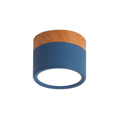 Vivolux | Moderne Macaron Deckenleuchte – Kompakte Metall/Holz Flush Mount Beleuchtung für Küche und Bar in Gelb, Blau und Schwarz