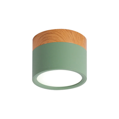 Vivolux | Moderne Macaron Deckenleuchte – Kompakte Metall/Holz Flush Mount Beleuchtung für Küche und Bar in Gelb, Blau und Schwarz