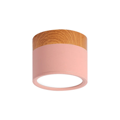 Vivolux | Moderne Macaron Deckenleuchte – Kompakte Metall/Holz Flush Mount Beleuchtung für Küche und Bar in Gelb, Blau und Schwarz