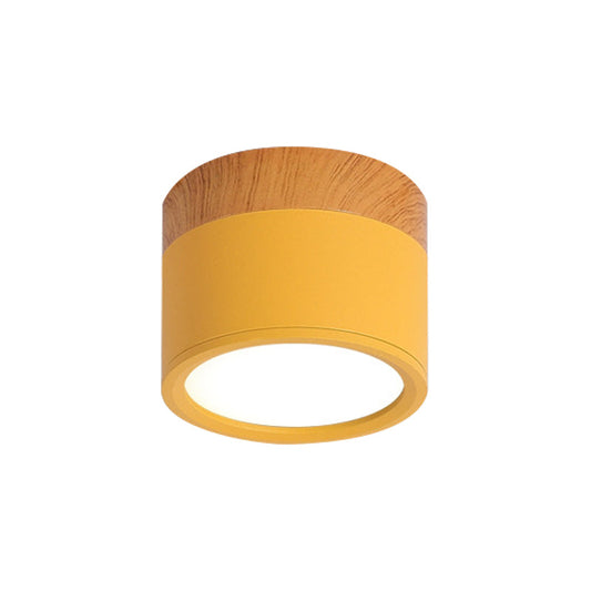 Vivolux | Moderne Macaron Deckenleuchte – Kompakte Metall/Holz Flush Mount Beleuchtung für Küche und Bar in Gelb, Blau und Schwarz
