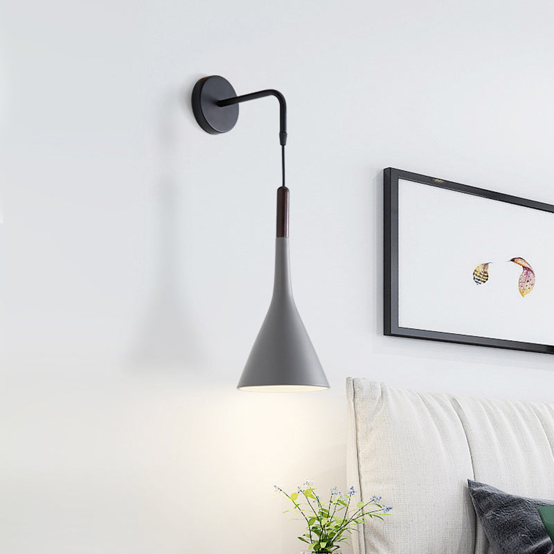 Vivolux | Trichter/Klok/Hirsch Wandleuchte Nordic Eisen Einfach Grau Wandmontierte Beleuchtungseinrichtung in Warm/Weiß Licht für Schlafzimmer