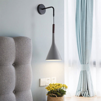 Vivolux | Trichter/Klok/Hirsch Wandleuchte Nordic Eisen Einfach Grau Wandmontierte Beleuchtungseinrichtung in Warm/Weiß Licht für Schlafzimmer