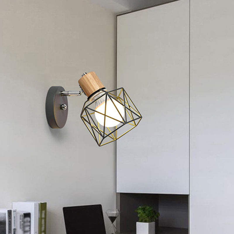 Vivolux | Polygon Cage/Antler Nachttischwandlampe Metallic 1 Kopf Nordic Verstellbare Wandleuchte in Schwarz/Blau/Weiß
