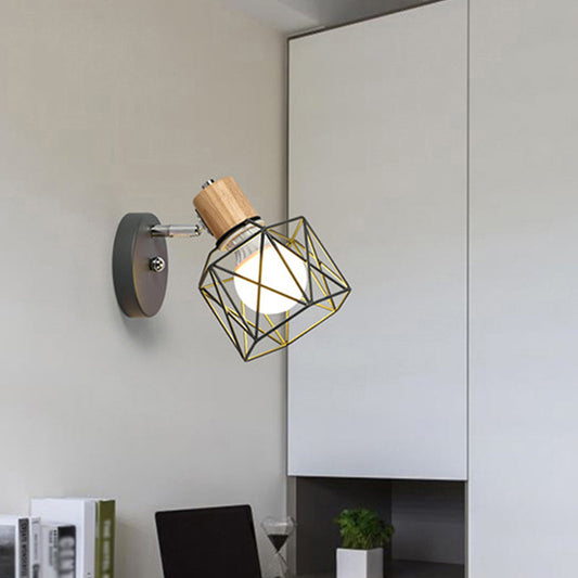 Vivolux | Polygon Cage/Antler Nachttischwandlampe Metallic 1 Kopf Nordic Verstellbare Wandleuchte in Schwarz/Blau/Weiß