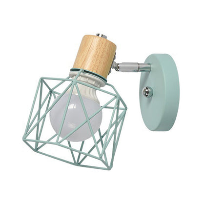 Vivolux | Polygon Cage/Antler Nachttischwandlampe Metallic 1 Kopf Nordic Verstellbare Wandleuchte in Schwarz/Blau/Weiß