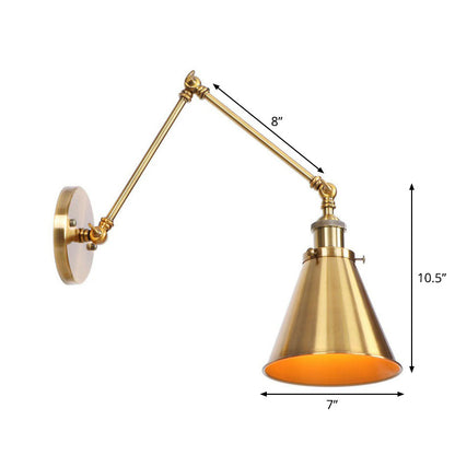 Vivolux | Eisen Messing Wandbeleuchtung Scalloped/Horn/Kegel Einzelne 6"/8" Breite Antike Wandlampe mit Schwenkarm