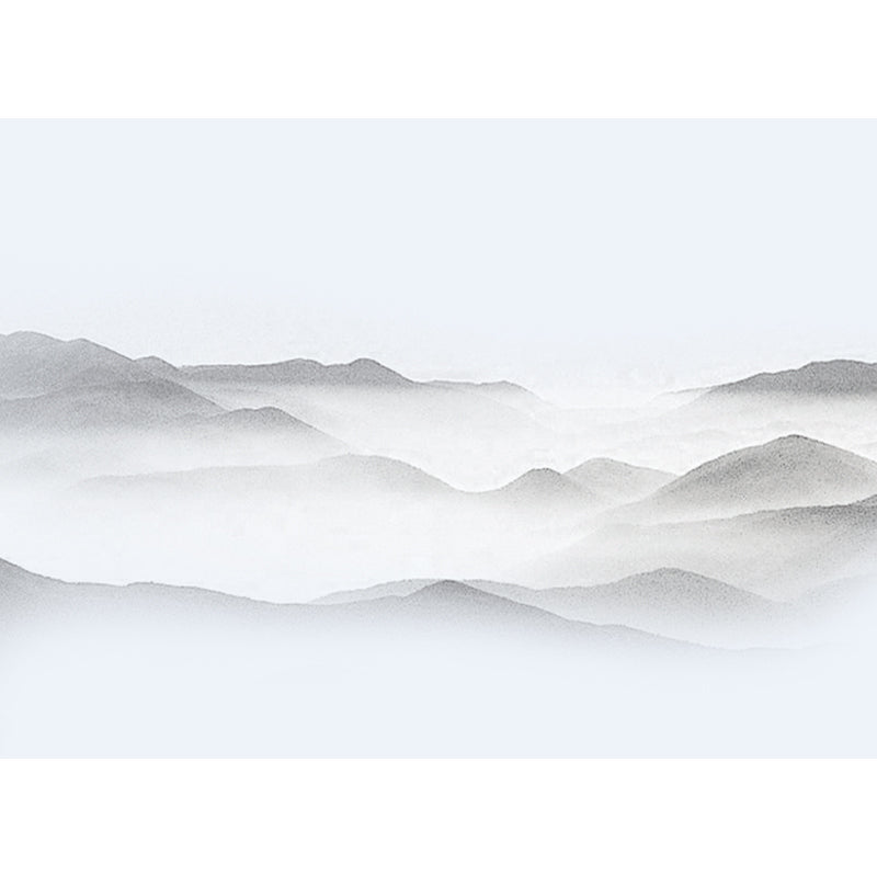 Vivolux | Extra Grote Aziatische Muurschildering Behang in Grijs Nevelige Bergen Wanddecoratie, Maatwerkdruk