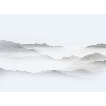 Vivolux | Extra Grote Aziatische Muurschildering Behang in Grijs Nevelige Bergen Wanddecoratie, Maatwerkdruk