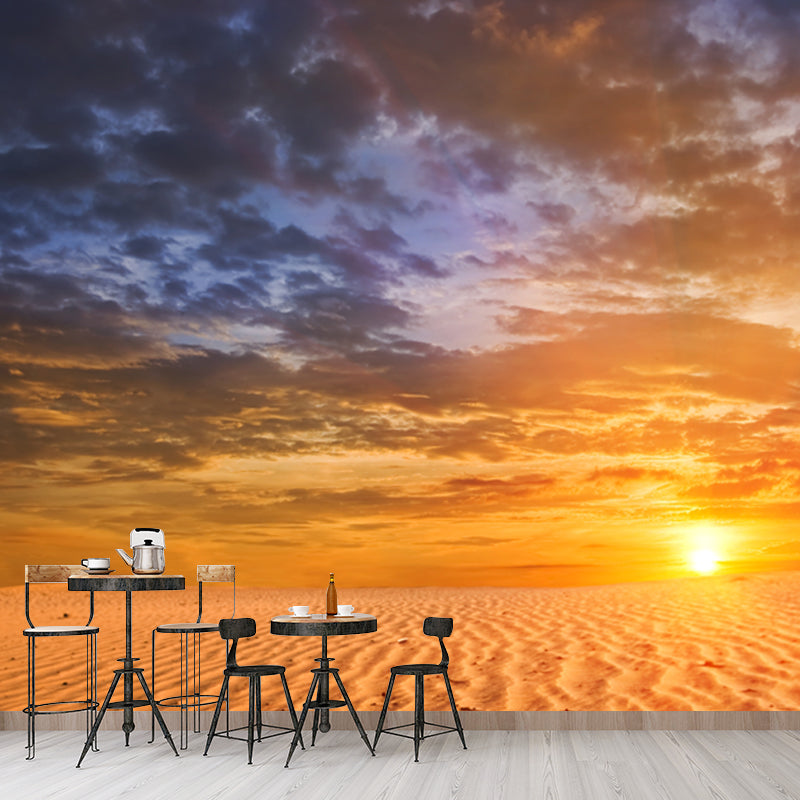 Vivolux | Grote Zonsopgang Woestijn Landschap Muur Decal Geel Niet-Geweven Katoen Wandkunst, Vochtbestendig, Aangepaste Print