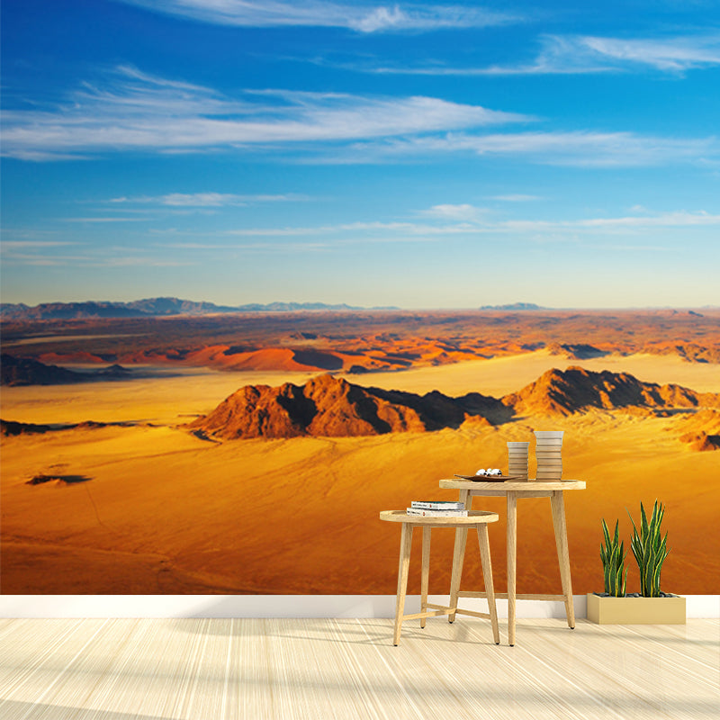 Vivolux | Fotografie Barren Land Muurbehang voor Woonkamer, Geel-Blauw, Op Maat Gemaakt
