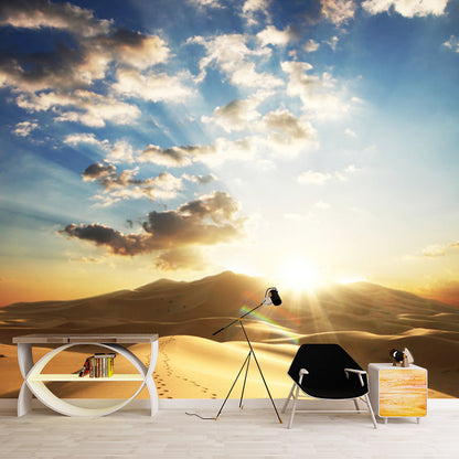 Vivolux | Wilderness mit Fußabdruck Wandmural Modern Schön Wild Landschaft Wanddeko in Gelb