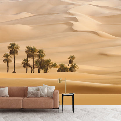 Vivolux | Grote Woestijnpalmboom Wanddekoration Gelb Non-Woven Stoff Wanddeko, Wasserdicht, Maßanfertigung