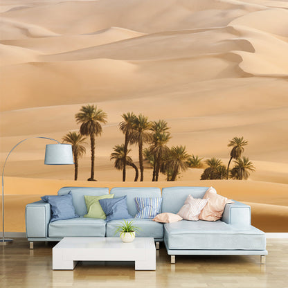 Vivolux | Grote Woestijnpalmboom Wanddekoration Gelb Non-Woven Stoff Wanddeko, Wasserdicht, Maßanfertigung
