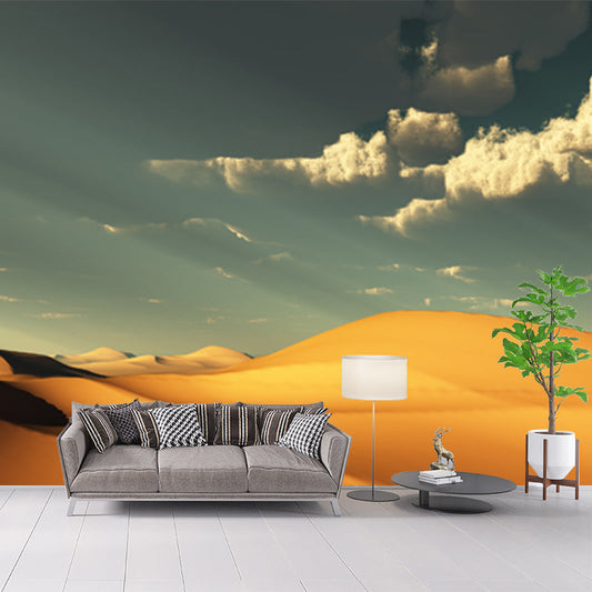 Vivolux | Personalisierte Fotodruck Moderne Wandmalerei mit afrikanischer Wüste und bewölktem Himmel Blick in Gelb