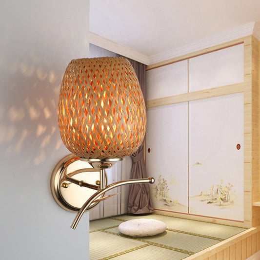Vivolux | Rattan-Dome-Schirm Wandleuchte zeitgenössischer Stil 1-Lampe Wandlampe in Beige