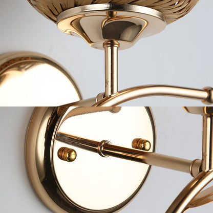 Vivolux | Rattan-Dome-Schirm Wandleuchte zeitgenössischer Stil 1-Lampe Wandlampe in Beige
