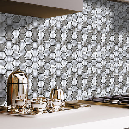 Vivolux | Stick On 3D Hexagon Wallpaper Panel Set Contemporary PVC Wandbekleding, 12,2 vierkante voet