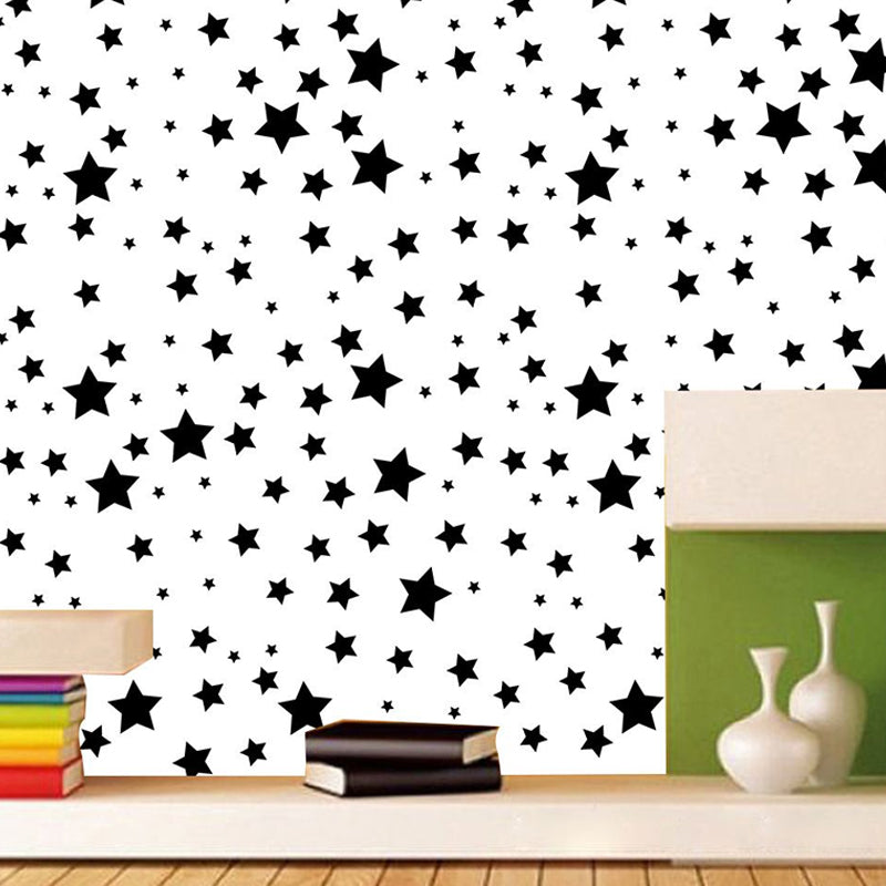 Vivolux | Sterren Peel Behangpaneel Set Kinderkunst Gladde Wandbekleding in Zwart op Wit
