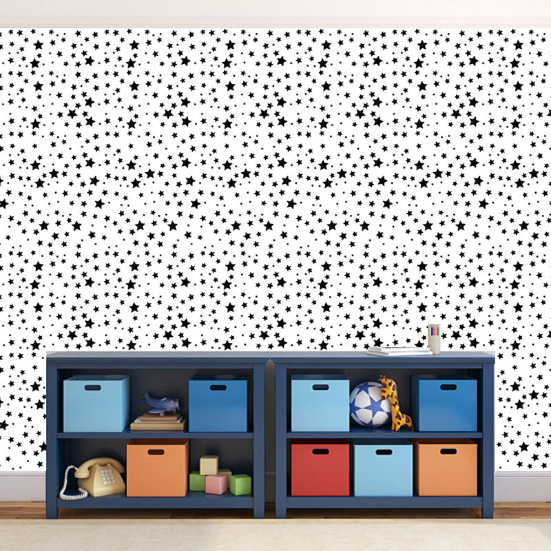 Vivolux | Sterren Peel Behangpaneel Set Kinderkunst Gladde Wandbekleding in Zwart op Wit