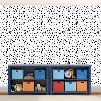Vivolux | Sterren Peel Behangpaneel Set Kinderkunst Gladde Wandbekleding in Zwart op Wit