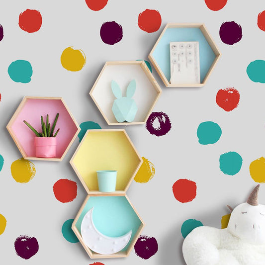 Vivolux | Kinderkunst Gepunkte Tapetenpaneel Rot-Blau-Gelb Pickup-Sticks Wanddeko für Kinderzimmer