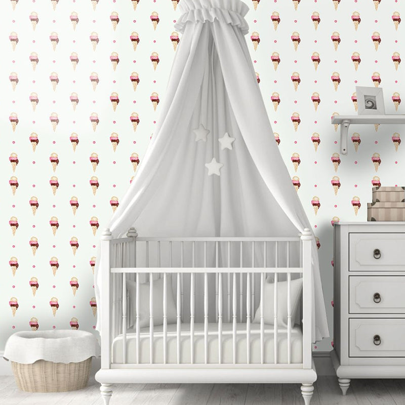 Vivolux | Eiscreme Klebe Tapetenpaneele Cartoon Leckeres Essen Wandkunst in Braun, 4' x 20,5"