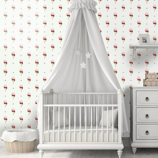 Vivolux | Eiscreme Klebe Tapetenpaneele Cartoon Leckeres Essen Wandkunst in Braun, 4' x 20,5"