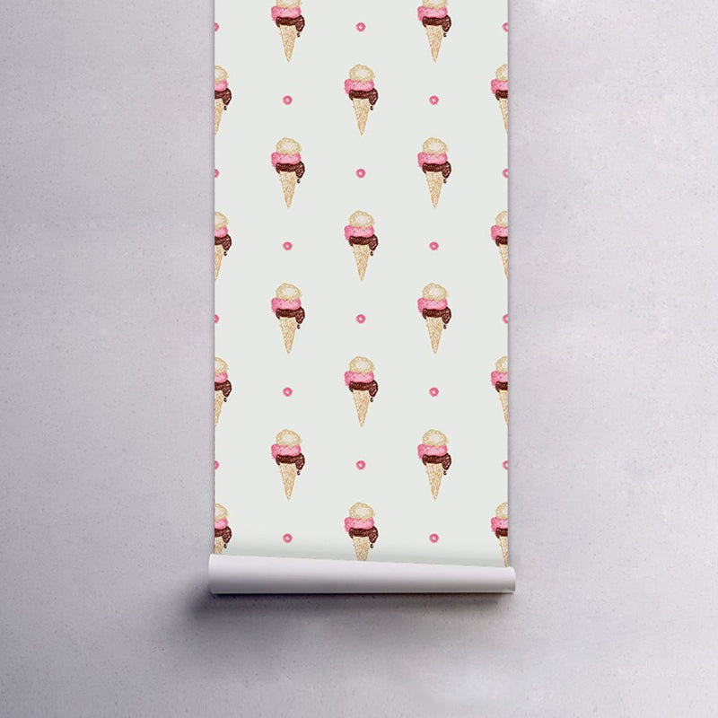 Vivolux | Eiscreme Klebe Tapetenpaneele Cartoon Leckeres Essen Wandkunst in Braun, 4' x 20,5"