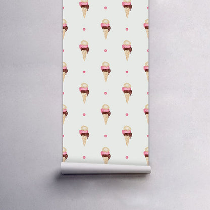 Vivolux | Eiscreme Klebe Tapetenpaneele Cartoon Leckeres Essen Wandkunst in Braun, 4' x 20,5"