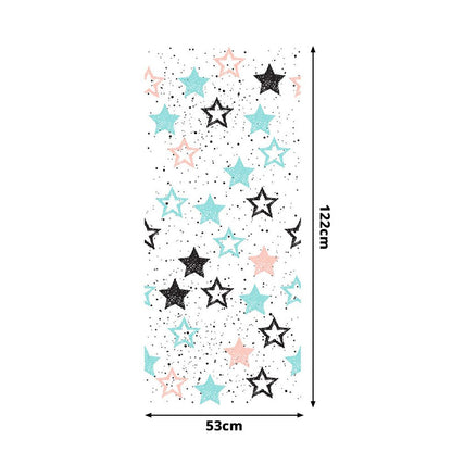 Vivolux | PVC Blau Tapetpanelen Kinderen Ster en Puntprint Zelfklevende Wandsdecoratie, 4' L x 20,5" B