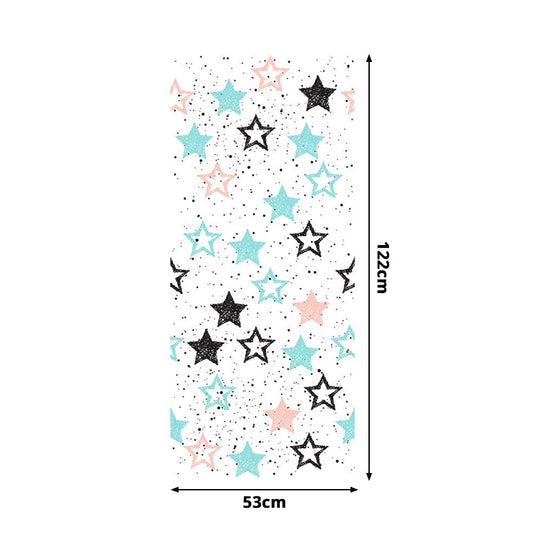 Vivolux | PVC Blau Tapetpanelen Kinderen Ster en Puntprint Zelfklevende Wandsdecoratie, 4' L x 20,5" B