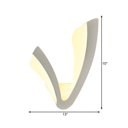 Vivolux | Einfacher Stil hornförmige Wandlampe Acryl Weiß LED Wandleuchte für Wohnzimmer