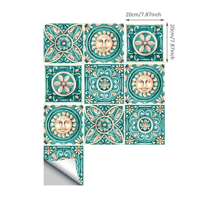 Vivolux | Egypt Tribale Patroon Stick Wandbekleding Groen Faux Geëmbosseerd Zon en Bloem Tegel Wanddecor